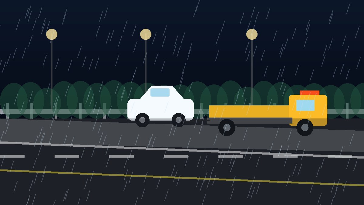深圳暴雨夜拖车救援现场图